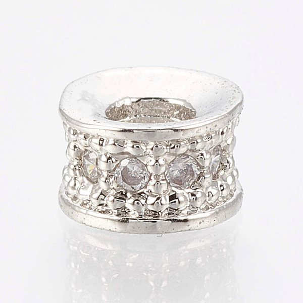 

PandaHall Brass Micro Pave Cubic Zirconia Beads, Column, Clear, Platinum, 6.5x4mm, Hole: 2.5mm Brass+Cubic Zirconia Column Clear