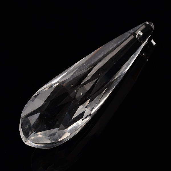 

PandaHall Faceted Teardrop Glass Pendants, Briolette Cut, Clear, 76.5x22x18mm, Hole: 1mm Glass Teardrop Clear