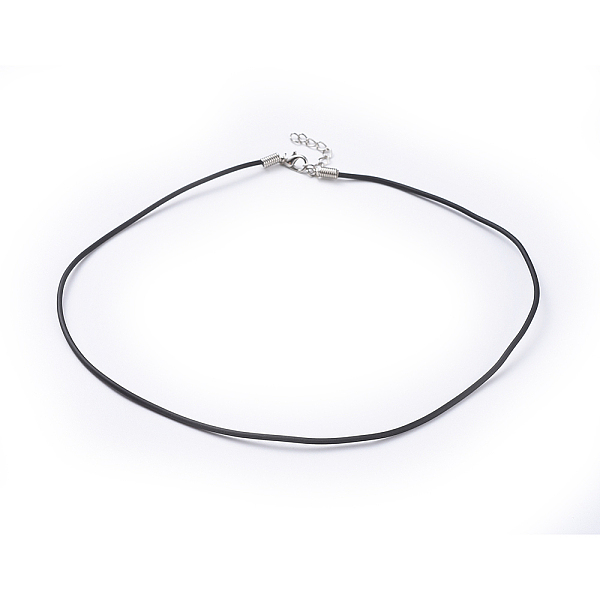 

PandaHall Beadthoven Jewelry Necklace Cord, PVC Cord, Black, Platinum Color Iron Clasp and adjustable chain, Black, 16 inch, 2mm Plastic...