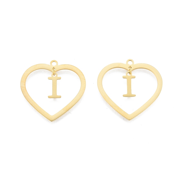 

PandaHall 201 Stainless Steel Pendants, Hollow, Heart with Letter A~Z, Real 18K Gold Plated, Letter.I, 29x29.5x1mm, Hole: 2mm, A~Z...