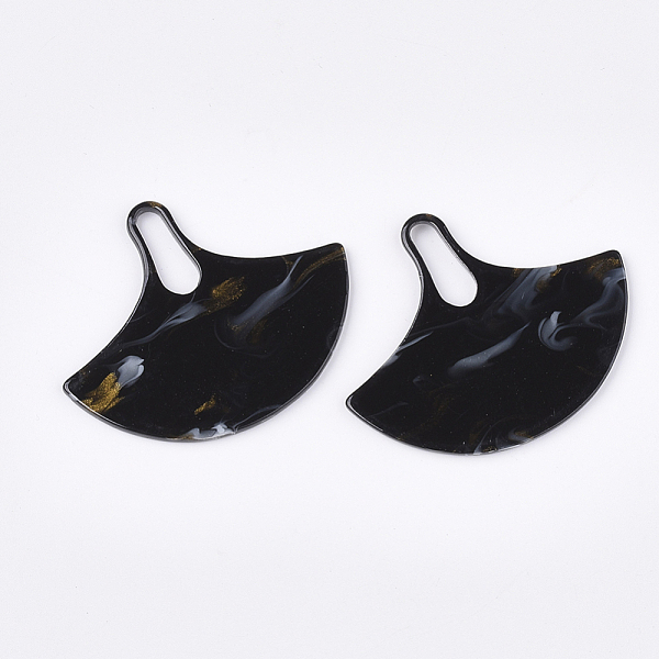 

PandaHall Cellulose Acetate(Resin) Pendants, Ginkgo Leaf, Black, 43x51.5x2mm, Hole: 16x4.5mm Cellulose Acetate Leaf Black
