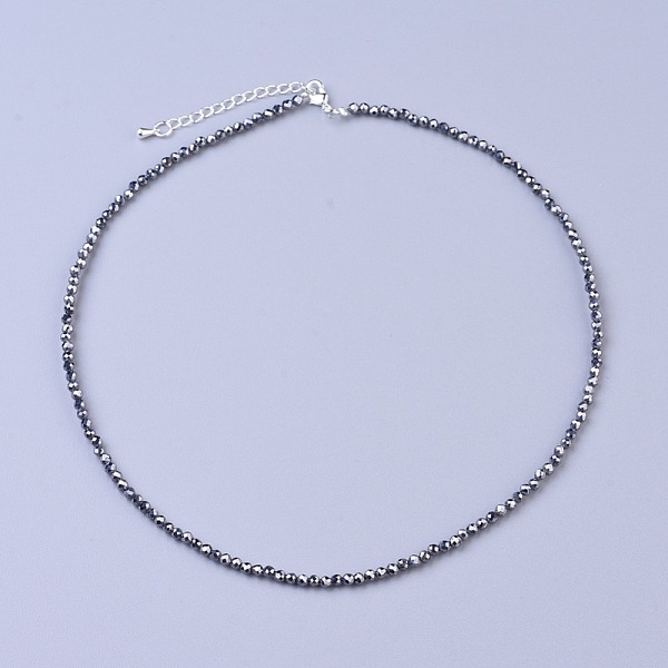 

PandaHall Terahertz Stone Beaded Necklaces, with Brass Lobster Claw Clasps, Faceted Round Beads, 16.5 inch~16.7 inch(42~42.5cm)x2mm...