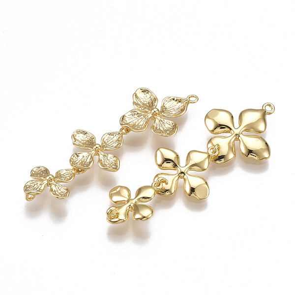 

PandaHall Brass Links connectors, Flower, Nickel Free, Real 18K Gold Plated, 42x15x2.5mm, Hole: 1.2mm Brass Flower