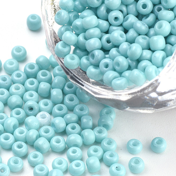 

PandaHall Baking Paint Glass Seed Beads, Round, Sky Blue, 3x1.5~3mm, Hole: 1mm, about 10000pcs/bag, about 450g/bag Glass Blue