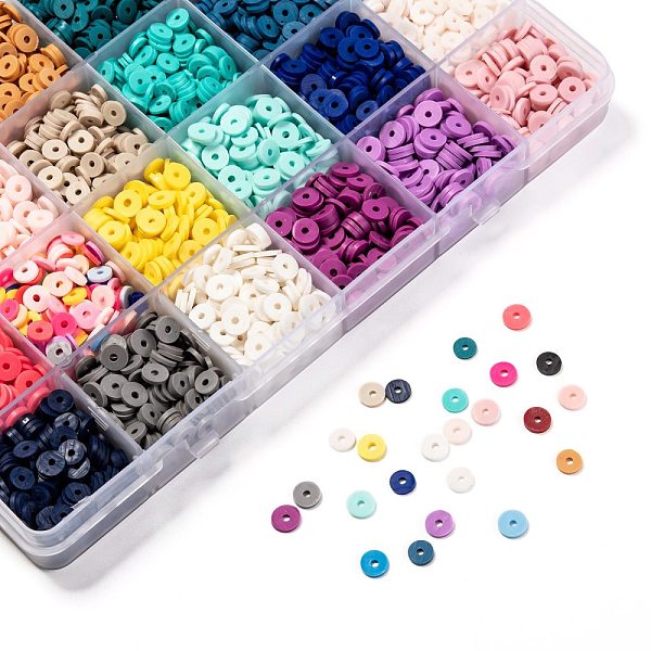 

PandaHall DIY Heishi Bead Style Stretch Bracelets Making Kits, Including Handmade Polymer Clay Beads, Clear Elastic Crystal Thread and Brass..., Multicolor