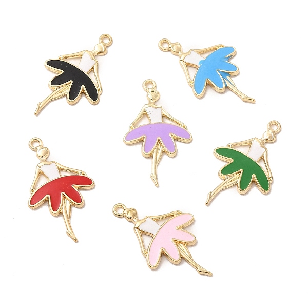 

PandaHall Alloy Enamel Pendants, Ballerina Charm, Golden, Mixed Color, 31x18x2mm, Hole: 1.6mm Alloy+Enamel Human Multicolor
