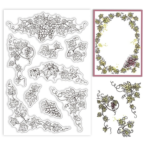 

PandaHall GLOBLELAND Grape Vines Clear Stamps for Cards Making Plants Leaves Silicone Clear Stamp Seals Transparent Stamps for DIY...