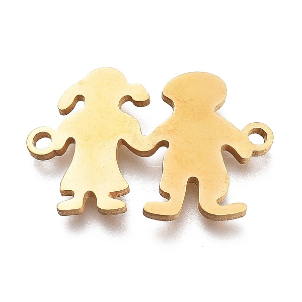 

PandaHall 304 Stainless Steel Links Connectors, Laser Cut, Couple, Golden, 14x21.5x1mm, Hole: 1.5mm 304 Stainless Steel Human