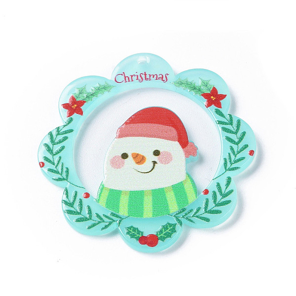 

PandaHall Christmas Acrylic Pendants, Flower Charm, Snowman, 37.5x37.5x2.5mm, Hole: 1mm Acrylic Snowman