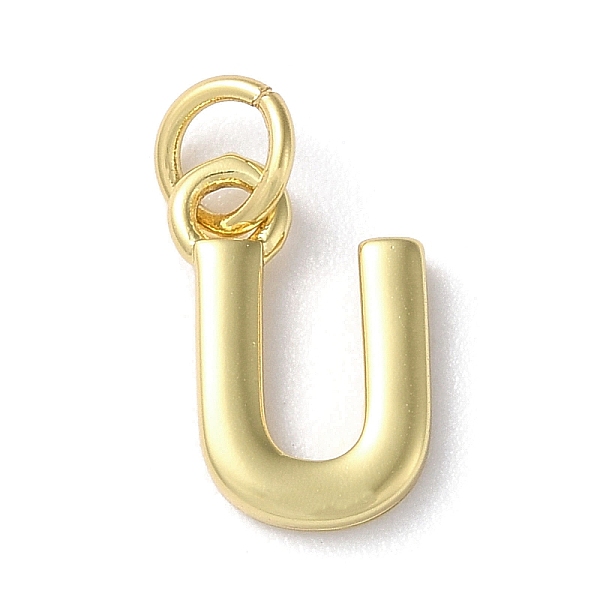 

PandaHall Rack Plating Brass Pendants, Cadmium Free & Lead Free, Long-Lasting Plated, Real 18K Gold Plated, Letter U, 12x7x1.5mm, Hole...