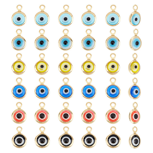 

PandaHall arricraft 36 Pcs 6 Colors Evil Eye Charm, Evil Eye Pendant Charms Colorful Lampwork Beads Pendants for DIY Necklace Bracelet..., Multicolor