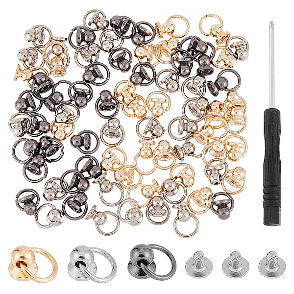 

PandaHall DICOSMETIC 75 Sets 3 Colors Zinc Alloy Ball Stud Rivets, for Phone Case DIY, Leather Belt, Handbag, Purse Accessories, with Iron...