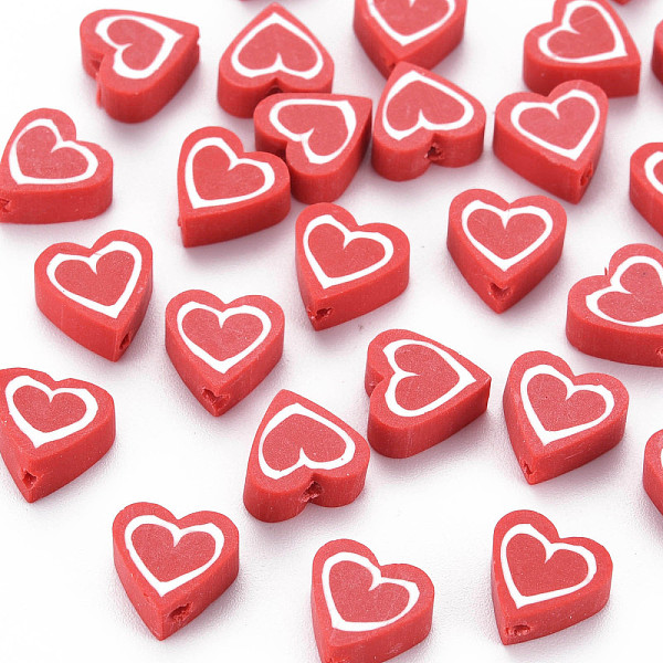 

PandaHall Handmade Polymer Clay Beads, Heart, Red, 8.5~9x8.5~10x4mm, Hole: 1.4~1.6mm Polymer Clay Heart Red