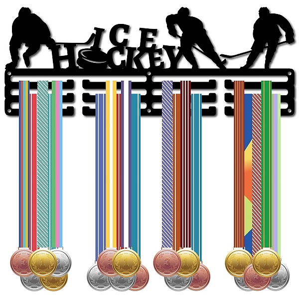 

PandaHall Fashion Iron Medal Hanger Holder Display Wall Rack, 3-Line, with Screws, Black, Ice Hockey, Sports, 150x400mm, Hole: 5mm Iron...