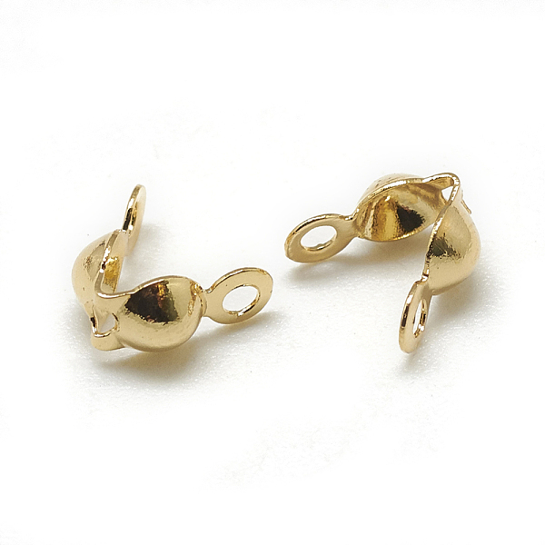

PandaHall Brass Bead Tips, Calotte Ends, Clamshell Knot Cover, Real 18K Gold Plated, 7x4mm, Hole: 1mm, Inner Diameter: 3mm Brass