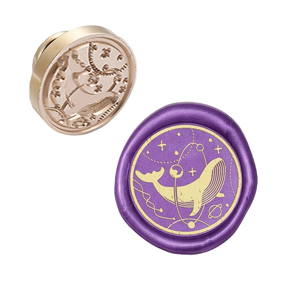 

PandaHall DIY Scrapbook, Brass Wax Seal Stamp Head, Whale, Golden, 25x14mm Brass