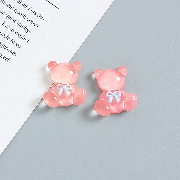 

PandaHall Opaque Resin Cabochons, Bear with Bowknot, Salmon, 25x23mm Resin Bear Red