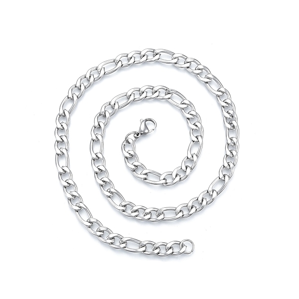 

PandaHall Men's 201 Stainless Steel Figaro Chains Necklace, Stainless Steel Color, 19.69 inch(50cm), Wide: 7mm 201 Stainless Steel