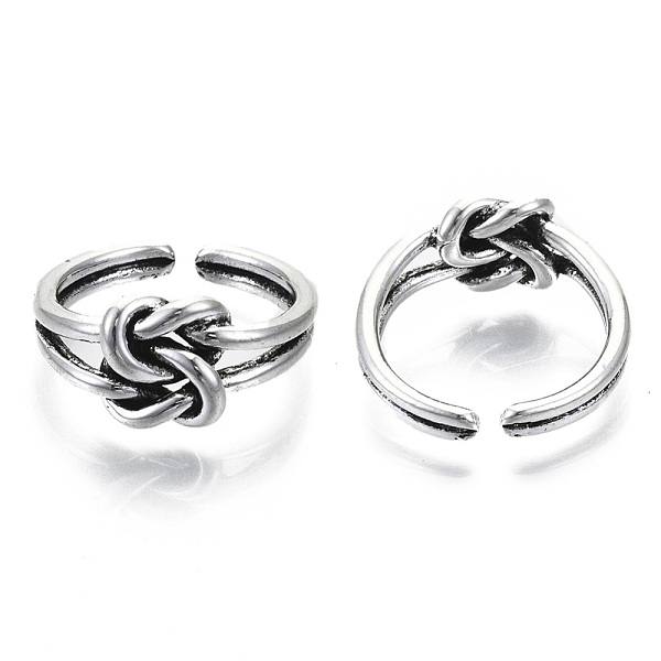 

PandaHall Zinc Alloy Cuff Finger Rings, Open Rings, Cadmium Free & Lead Free, Knot, Antique Silver, Size 7, Inner Diameter: 17mm Alloy