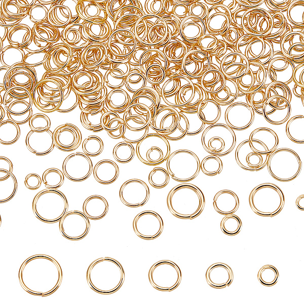 

PandaHall Beebeecraft 500Pcs 5 Styles 304 Stainless Steel Open Jump Rings, Round Ring, Real 24K Gold Plated, 18~20 Gauge, 4~8x0.8~1mm, Inner...