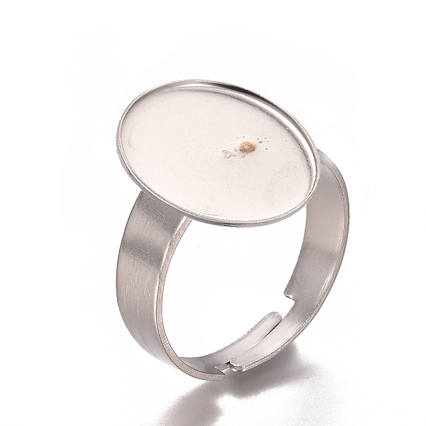 

PandaHall Adjustable 201 Stainless Steel Finger Rings Components, Pad Ring Base Findings, Oval, Stainless Steel Color, Tray: 18.5x13.5mm...