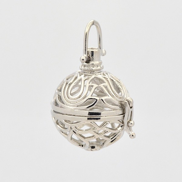 

PandaHall Filigree Round Brass Cage Pendants, For Chime Ball Pendant Necklaces Making, Platinum, 37mm, 30.5x29x24mm, Hole: 5x6mm, 20mm inner...