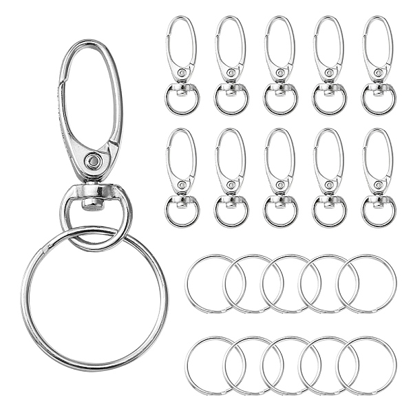 

PandaHall 10Pcs Iron Swivel Snap Hooks Clasps, Jewelry Findings with 10Pcs Iron Split Key Rings, Platinum, Swivel Snap Hooks Clasps...