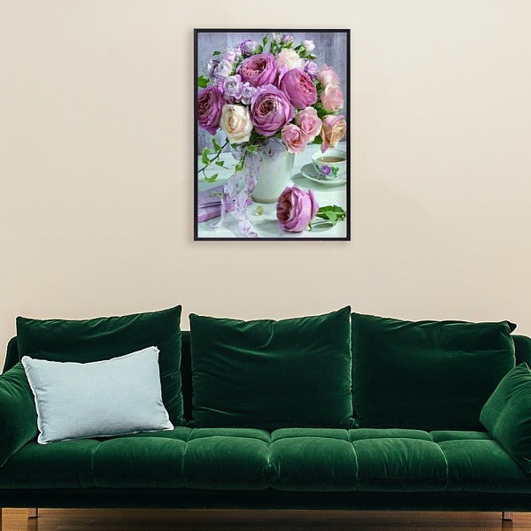

PandaHall DIY 5D Flower Pattern Canvas Diamond Painting Kits, with Resin Rhinestones, Sticky Pen, Tray Plate, Glue Clay, for Home Wall Decor...