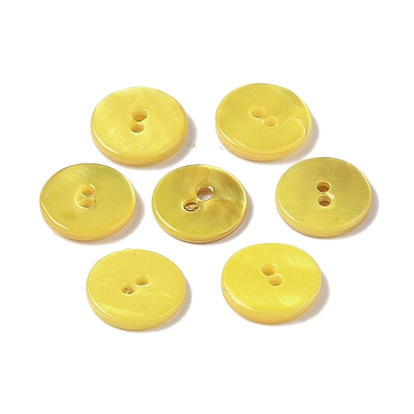 

PandaHall Spray Paint Natural Freshwater Shell Button, 2-Hole, Flat Round, Yellow, 11.5x1.5mm, Hole: 1.4mm Shell Flat Round Yellow