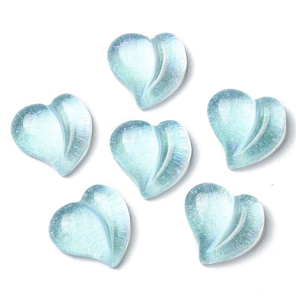 

PandaHall Translucent Resin Cabochons, Glitter Heart, Light Blue, 15.5x16x6.5mm Resin Heart