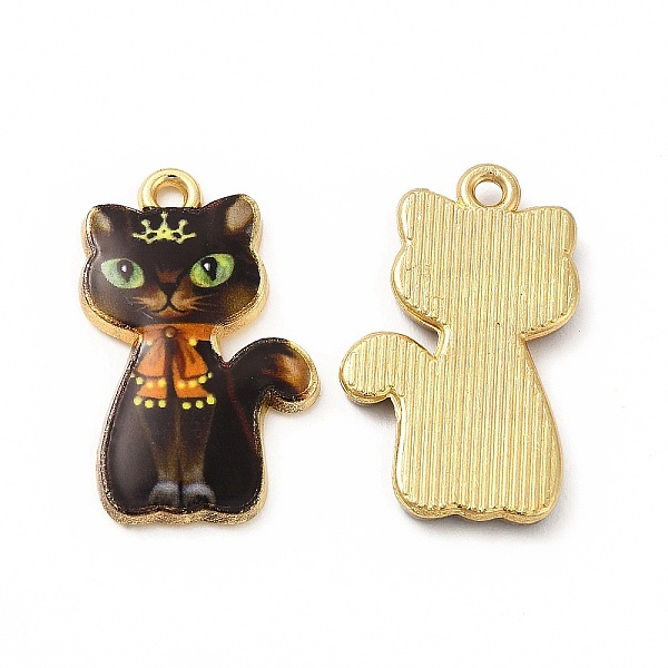 

PandaHall Rack Plating Alloy Pendants, Printed, Lead Free & Cadmium Free & Nickel Free, Cat Charm, Light Gold, Black, 23x14x2mm, Hole: 1.6mm...