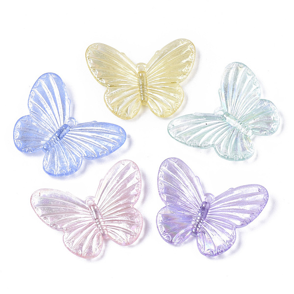 

PandaHall Transparent Acrylic Pendants, AB Color Plated, Butterfly, Mixed Color, 31x41x5mm, Hole: 1.8mm Acrylic Butterfly Multicolor