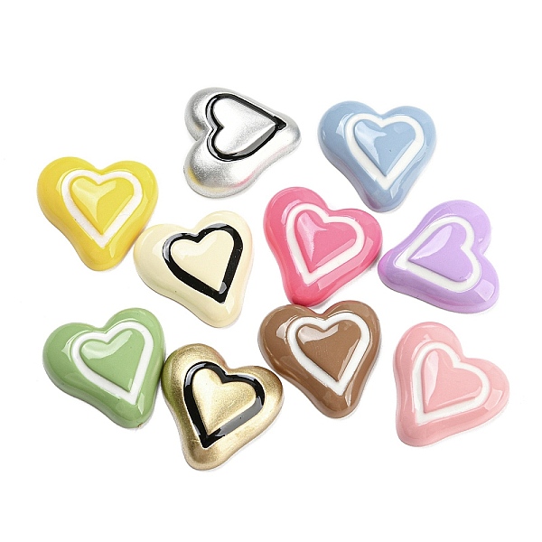 

PandaHall Opaque Resin Cabochons, Heart, Mixed Color, 20x20x5.5mm Resin Heart Multicolor
