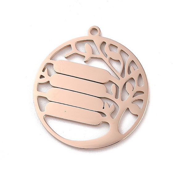 

PandaHall Ion Plating(IP) 304 Stainless Steel Pendants, Laser Cut, Flat Round with Tree Charm, Rose Gold, 32.5x30x1.5mm, Hole: 1.8mm 304...