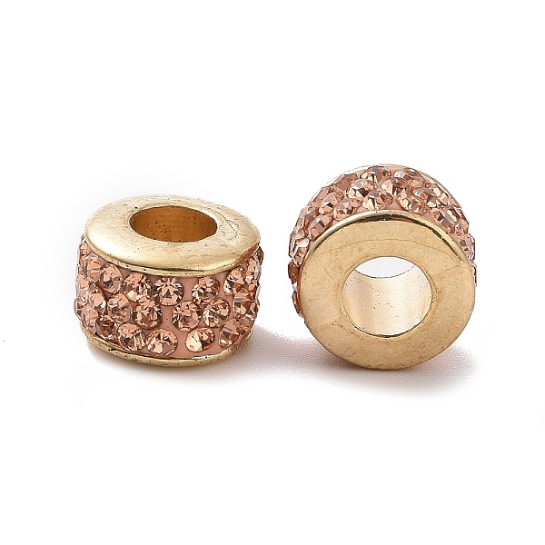 

PandaHall Platinum Color Core CCB Plastic European Bead, with Rhinestone, Large Hole Beads, Column, Light Smoked Topaz, 10.5x7mm, Hole..., Yellow