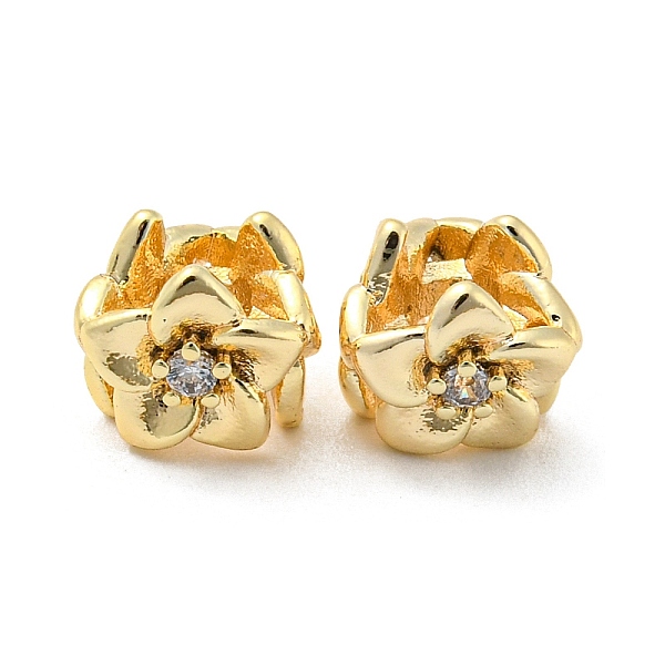 

PandaHall Brass Bead with Glass, Flower, Real 18K Gold Plated, 6.5x7x6.5mm, Hole: 3mm Brass+Glass Flower