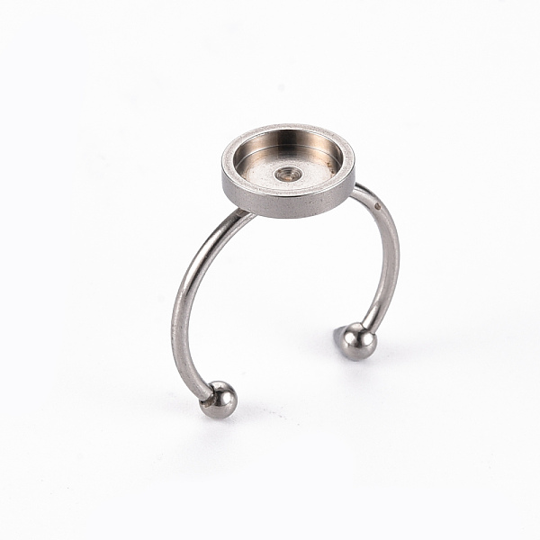 

PandaHall 201 Stainless Steel Cuff Pad Ring Settings, Laser Cut, Flat Round, Stainless Steel Color, Tray: 8mm, US Size 8(18mm) 201 Stainless...