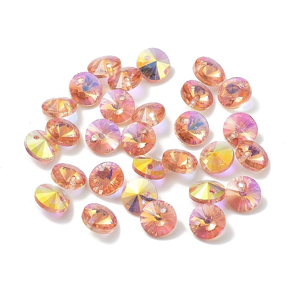 

PandaHall Electroplate Transparent Glass Beads, Half Rainbown Plated, Faceted Bicone, Salmon, 8x4mm, Hole: 0.8mm Glass Bicone Red