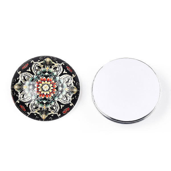 

PandaHall Glass Cabochons, Half Round with Kaleidoscope Pattern, Colorful, 25x7.5mm Glass Half Round Multicolor