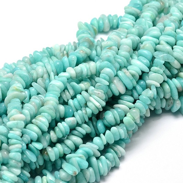 

PandaHall Natural Amazonite Chip Beads Strands, 5~14x4~10mm, Hole: 1mm, about 15.5 inch~16.1 inch Amazonite Chip
