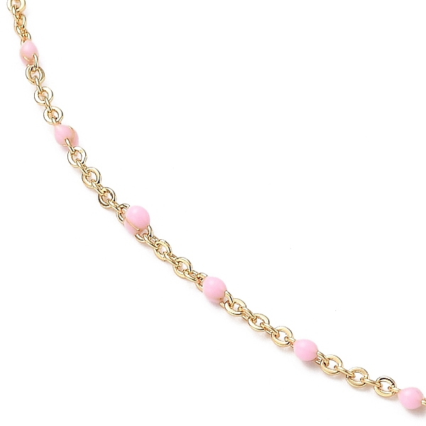 

PandaHall Brass Enamel Cable Chain Necklaces, with 304 Stainless Steel Lobster Claw Clasps, Real 18K Gold Plated, Pink, 15.74 inch(40cm)...