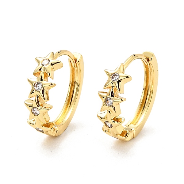 

PandaHall Clear Cubic Zirconia Stars Hoop Earrings, Brass Jewelry for Women, Cadmium Free & Nickel Free & Lead Free, Real 18K Gold Plated...