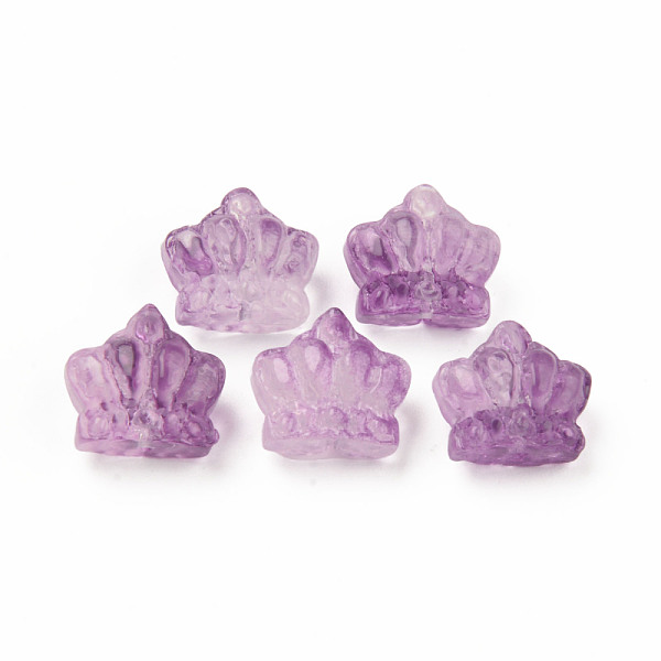 

PandaHall Two Tone Transparent Spray Painted Glass Beads, Crown, Purple, 12x14x8.5mm, Hole: 1mm Glass Crown Purple