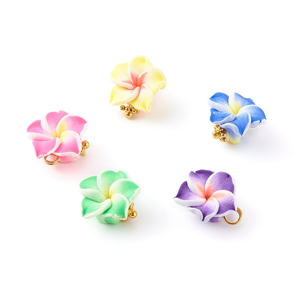 

PandaHall Polymer Clay Charms, with Brass Findings, Flower, Golden, Mixed Color, 13x13x7.5mm, Hole: 2mm Polymer Clay Flower Multicolor