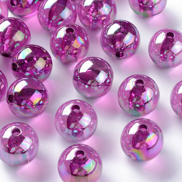 

PandaHall Transparent Acrylic Beads, AB Color Plated, Round, Magenta, 16x15mm, Hole: 2.8mm, about 220pcs/500g Acrylic Round Pink