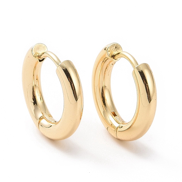 

PandaHall Ion Plating(IP) Brass Huggie Hoop Earrings for Women, Real 18K Gold Plated, 9 Gauge, 15x16x3mm, Pin: 1mm Brass Ring