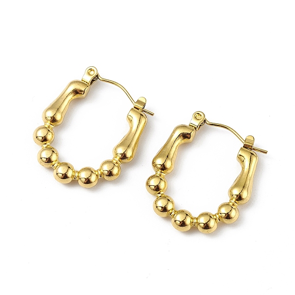 

PandaHall Ion Plating(IP) 304 Stainless Steel Round Beaded Hoop Earrings for Women, Golden, 23x19.5x3.5mm, Pin: 0.6mm 304 Stainless Steel...
