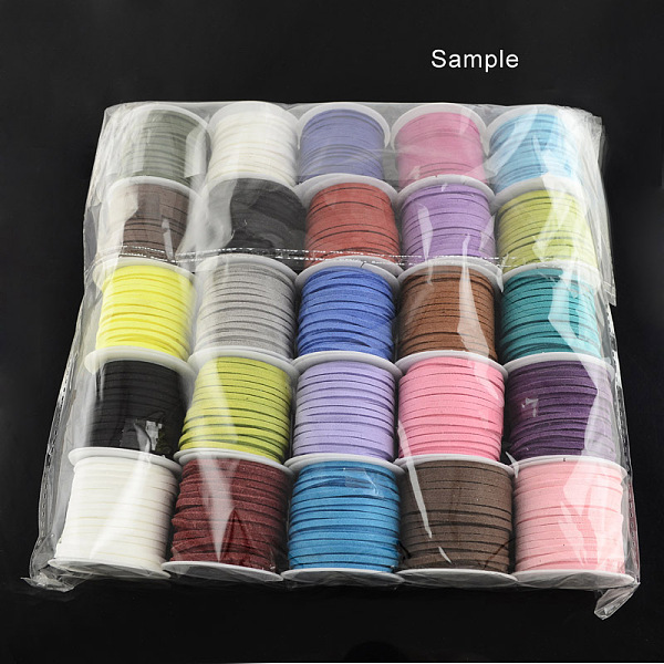 

PandaHall Faux Suede Cord, Faux Suede Lace, Salmon, 3x1.5mm, about 5.46 yards(5m)/roll, 25rolls/bag Faux Suede Red