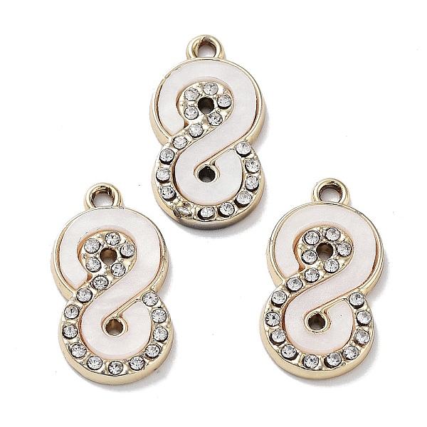 

PandaHall Alloy Pendants, with Shell and Rhinestone, Cadmium Free & Lead Free, Number, 20.5x11x2mm, Hole: 1.6mm Alloy+Rhinestone Number..., White