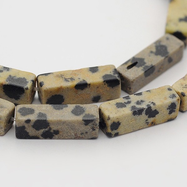 

PandaHall Natural Dalmatian Jasper Cuboid Beads Strands, 13x4x4mm, Hole: 1mm, about 31pcs/strand, 16.1 inch Dalmatian Jasper Cuboid